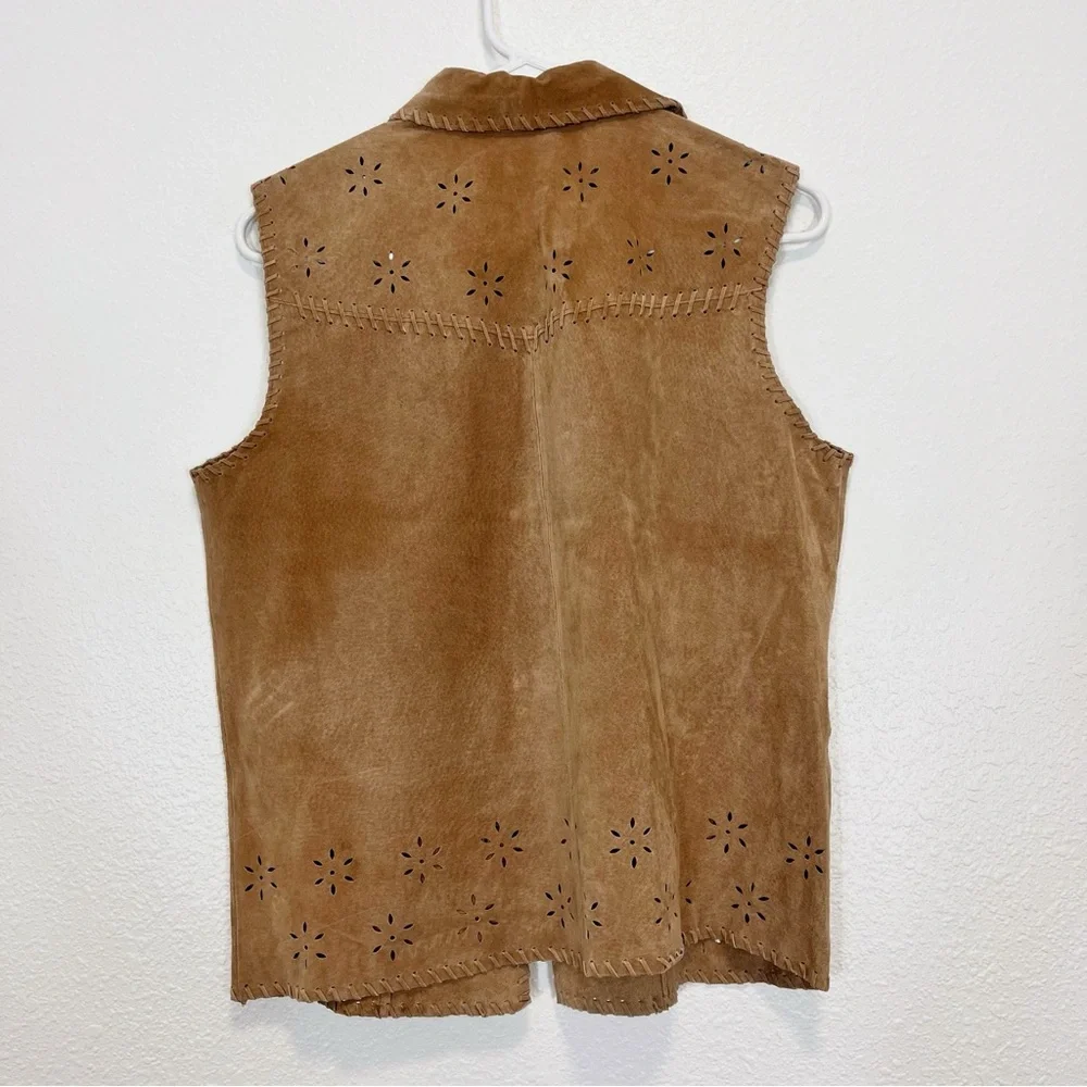 Coldwater Creek Brown Suede Laser-Cut Vest - Picture 2 of 6